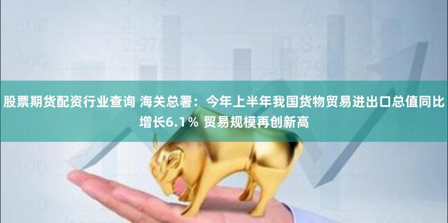 股票期货配资行业查询 海关总署：今年上半年我国货物贸易进出口总值同比增长6.1％ 贸易规模再创新高