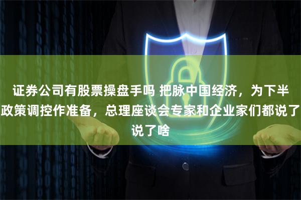 证券公司有股票操盘手吗 把脉中国经济，为下半年政策调控作准备，总理座谈会专家和企业家们都说了啥